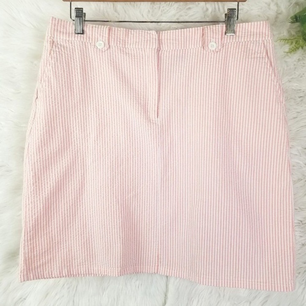 Seersucker Striped Mini Pencil Skirt Women's‎ Size 14 Y2K Preppy Classic Summer
